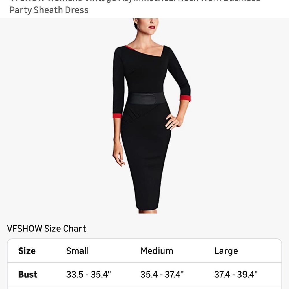 Elegant Black Long Sleeve Dress with Red Accents -